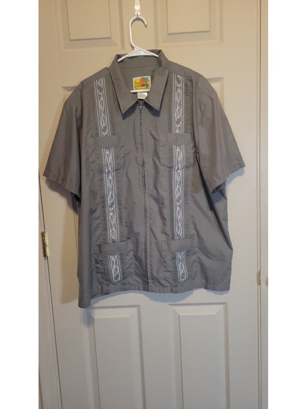 Genuine Haband Guayabera Men's XL Gray Short Sleeve Shirt
